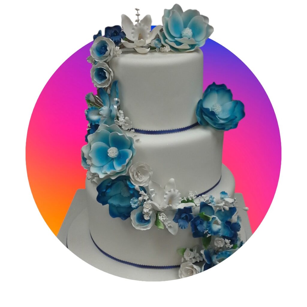 Blue Peony Cascade Cake