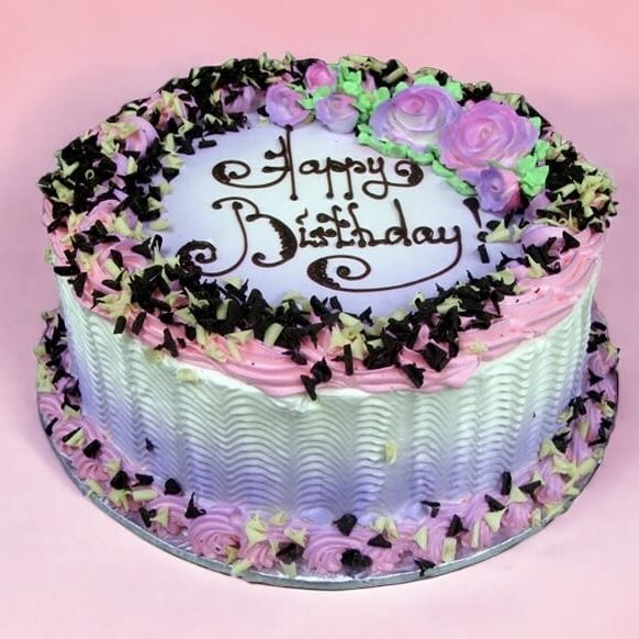 PINK & PURPLE FLOWERS CAKE